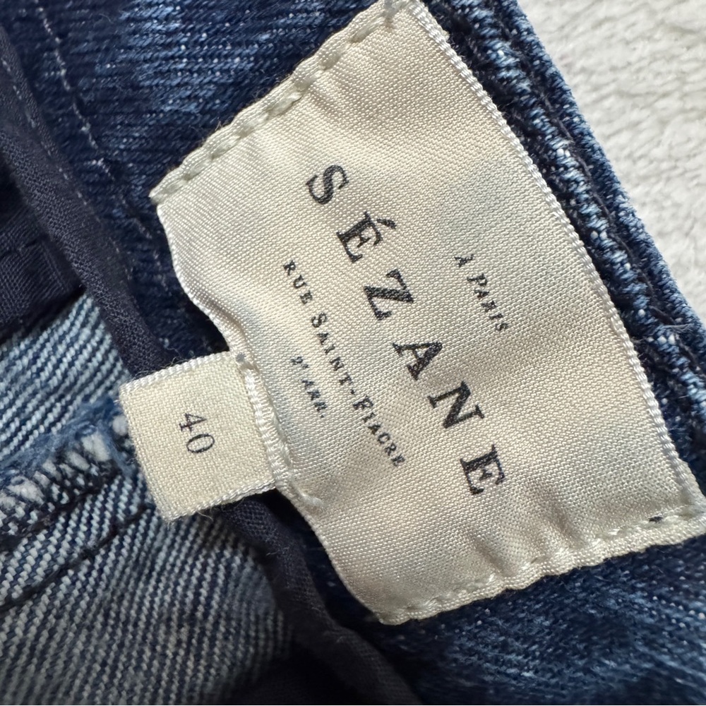 Sezane Dark Blue Wide Leg Jeans - Picture 3 of 10
